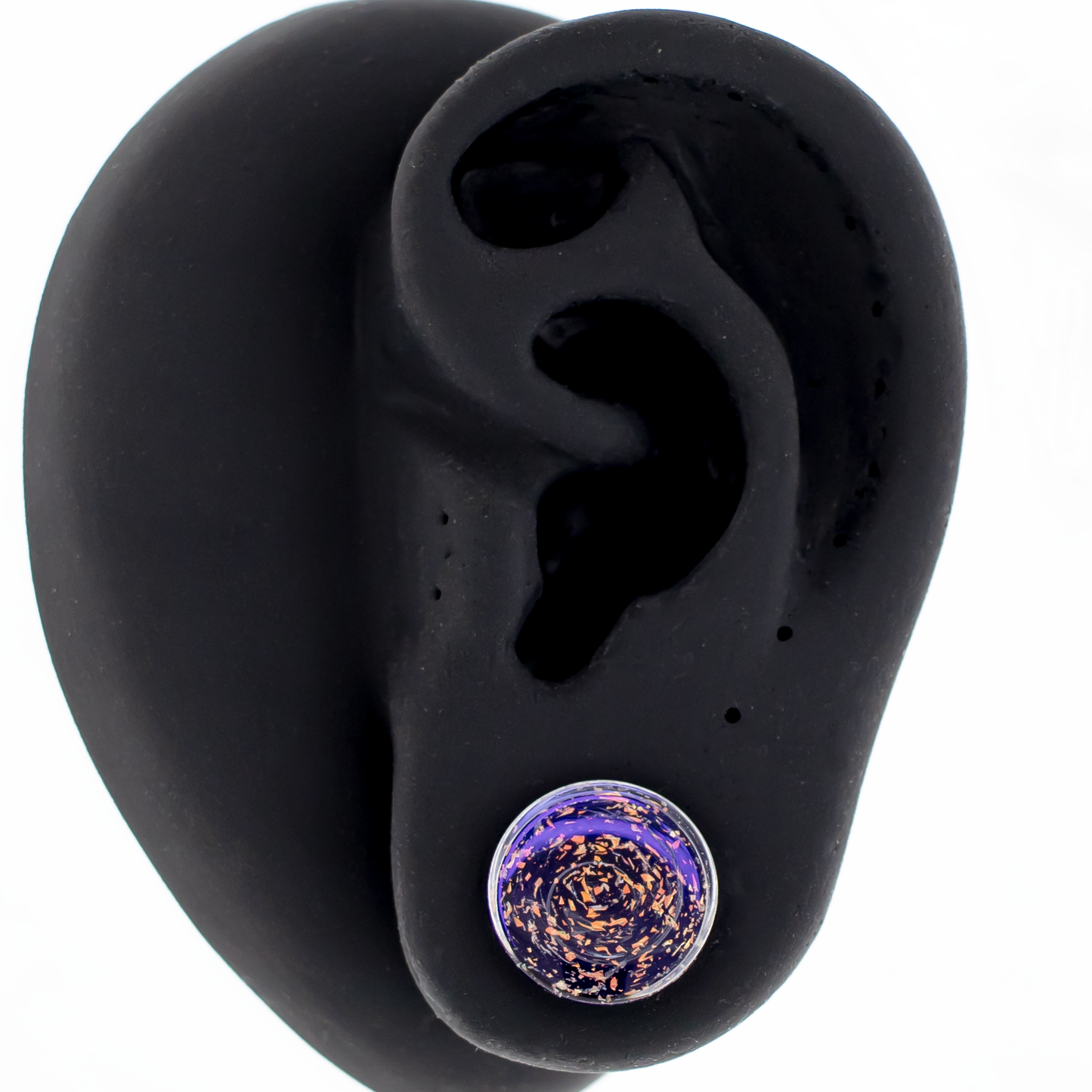 Candy Apple Red over Blue Dichroic Glass Single Flare Plugs