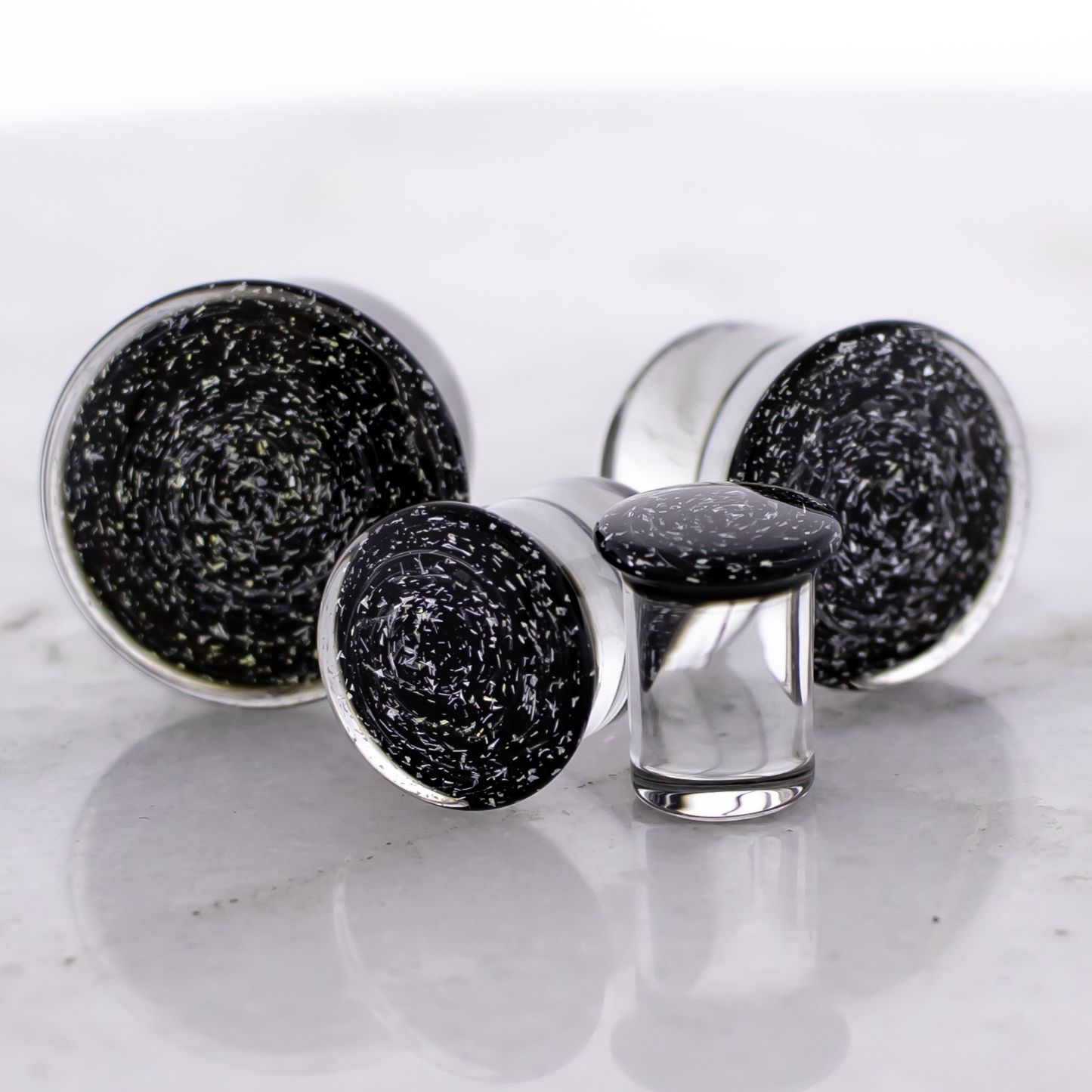 Double Flare Glass plug- Dichro Silver and Black