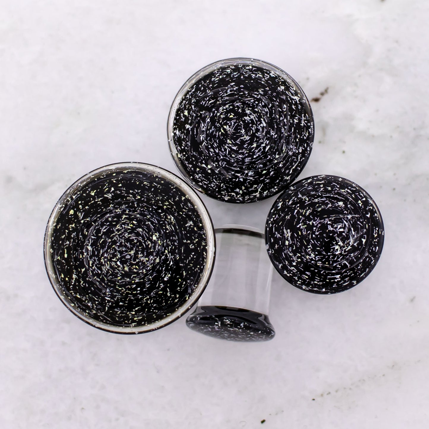 Double Flare Glass plug- Dichro Silver and Black