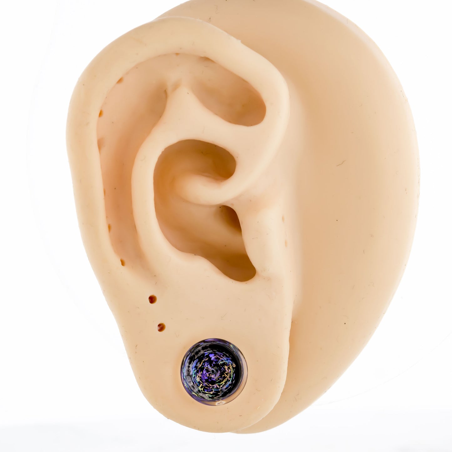 Double Flare Glass Plug- Galaxy Dichro Blue and Pink