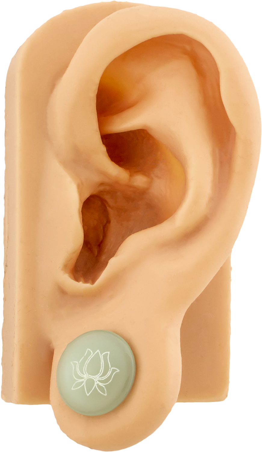 Single Flare Color‑Front Plug with Silver Lotus Decal | Borosilicate Glass Jewelry