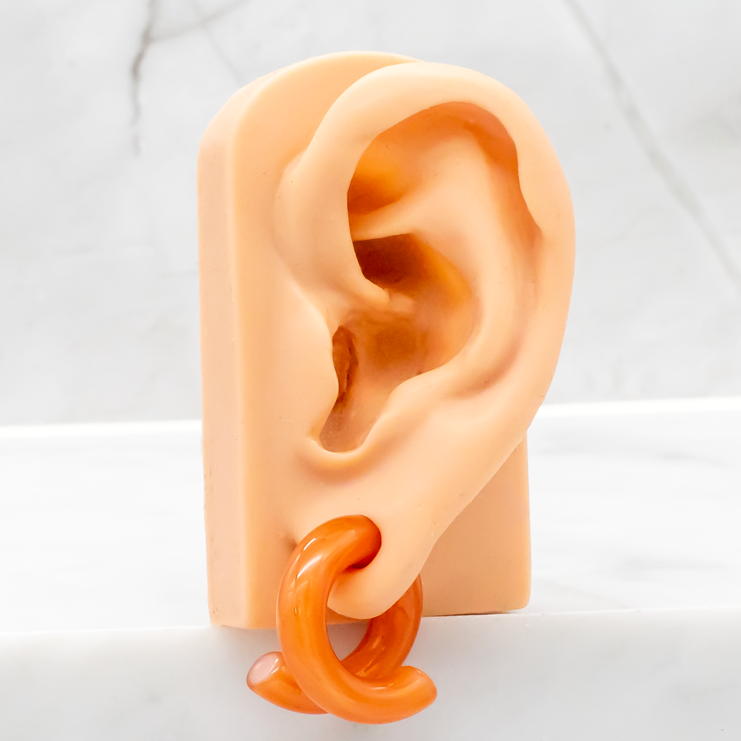 Peach Borosilicate Glass Coil Ear Hangers – Handmade USA, 8G–2G