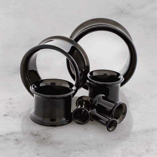 Pair Double Flare Black Tunnels