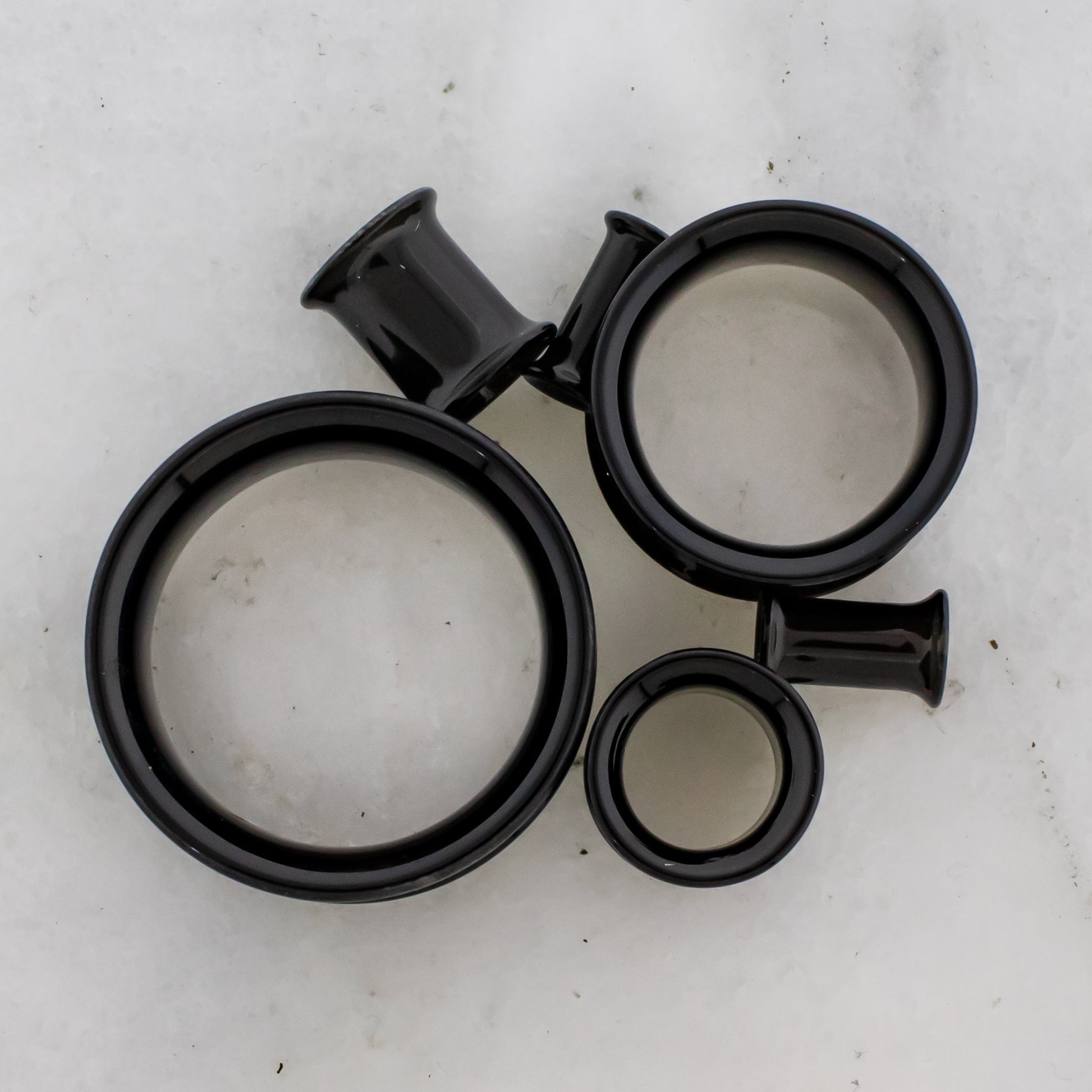 Pair Double Flare Black Tunnels