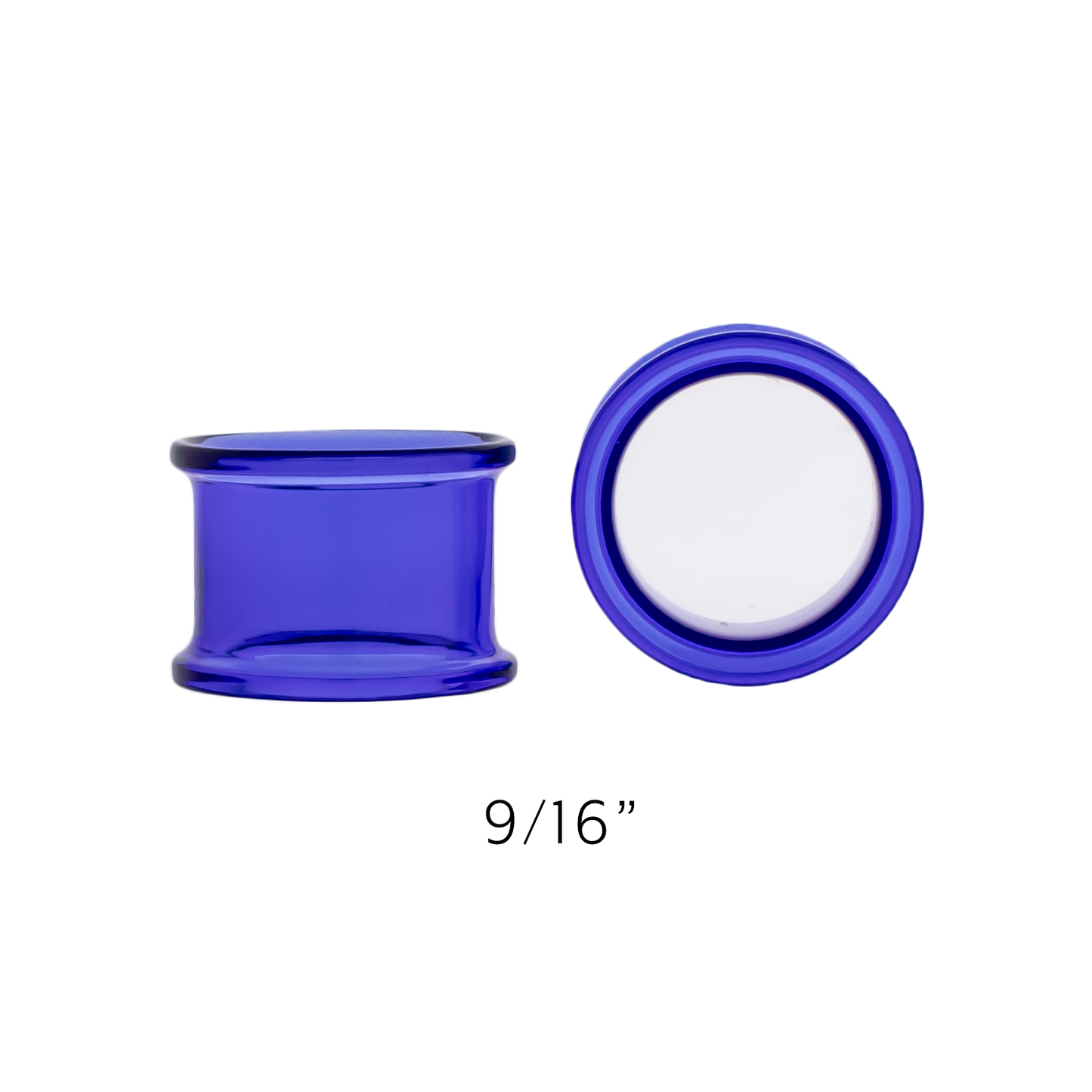 Double Flare Cobalt Blue Tunnels- 9/16" (14MM)