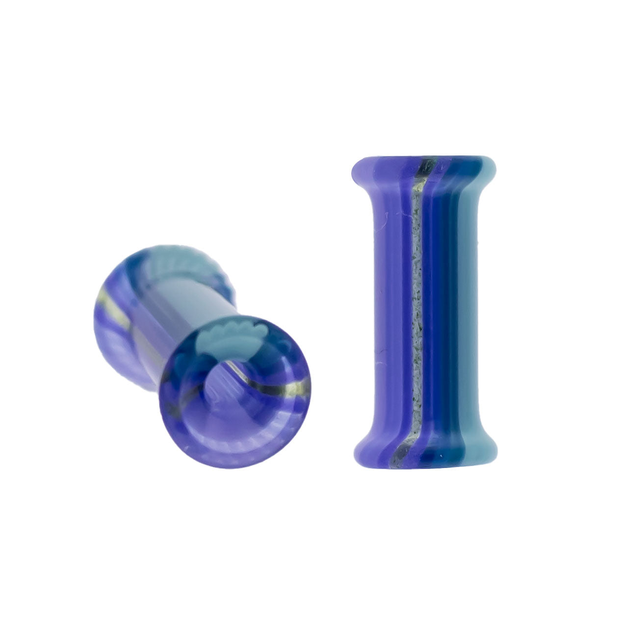 Pair Glass Double Flare Tunnels - Purple Waters