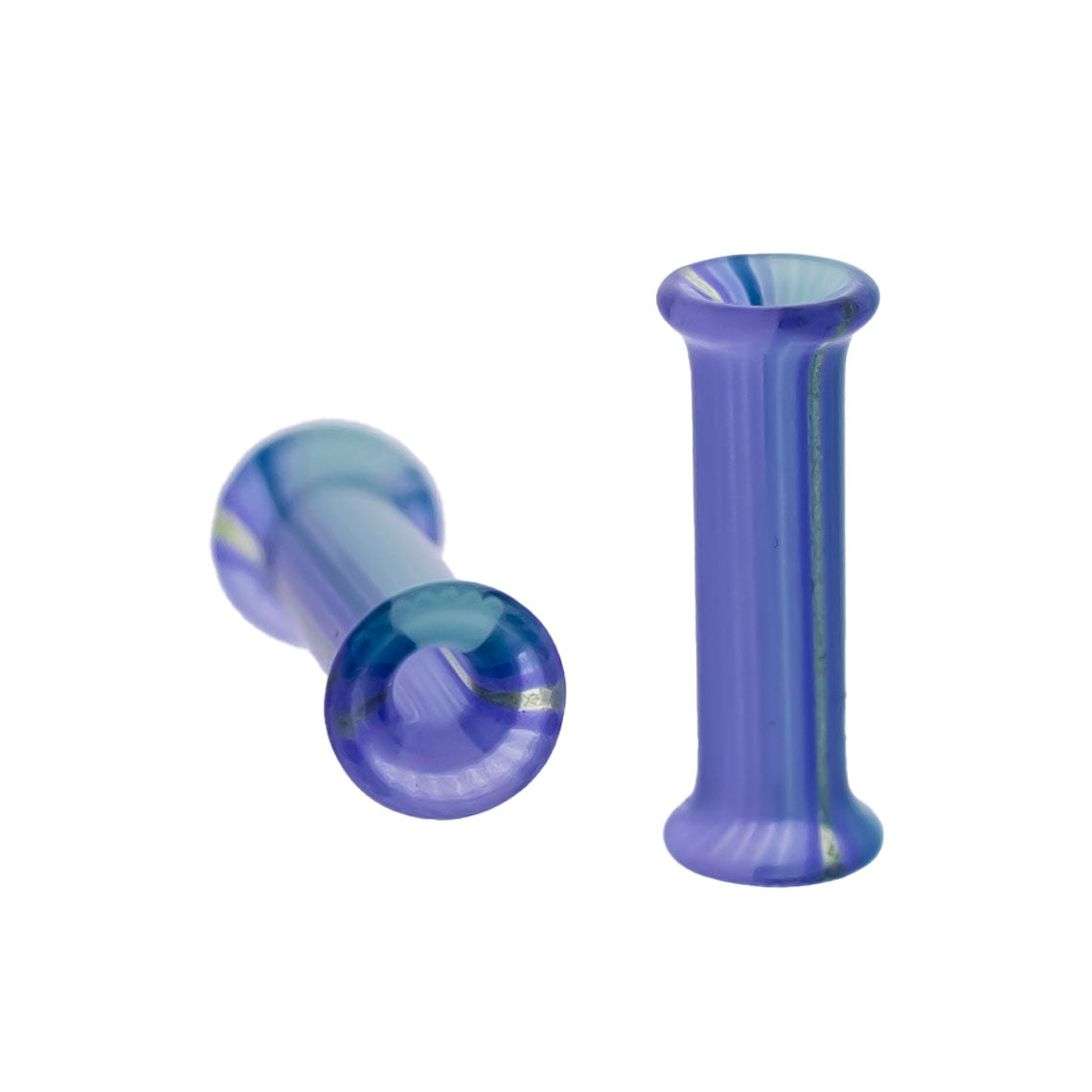 Pair Glass Double Flare Tunnels - Purple Waters