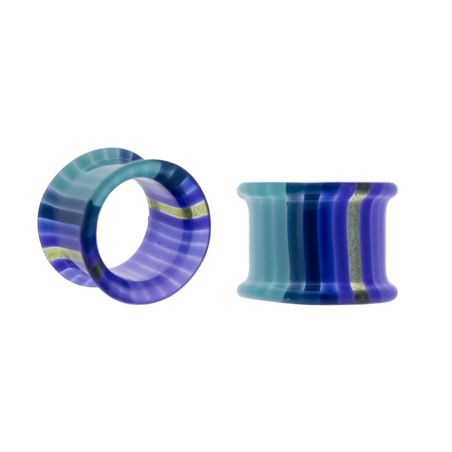 Pair Glass Double Flare Tunnels - Purple Waters