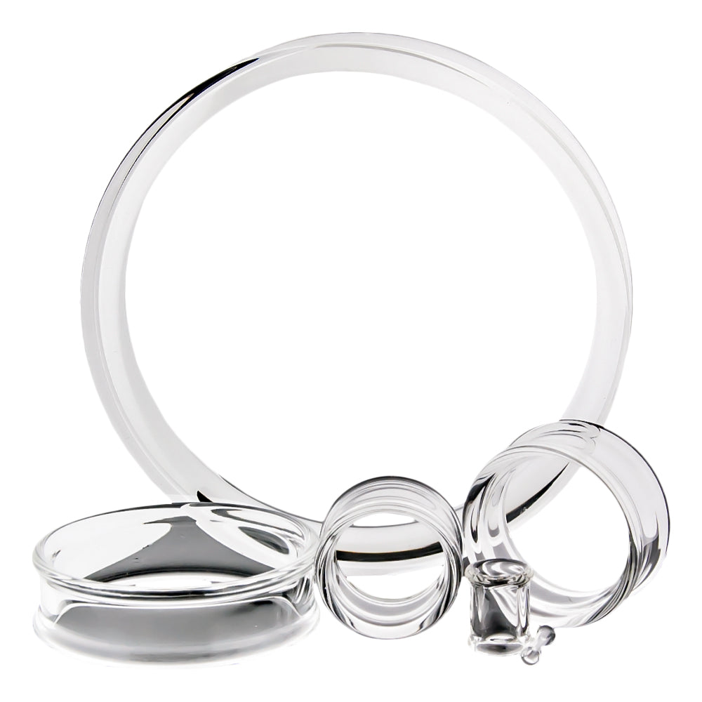 Pair Double Flare Clear Tunnels