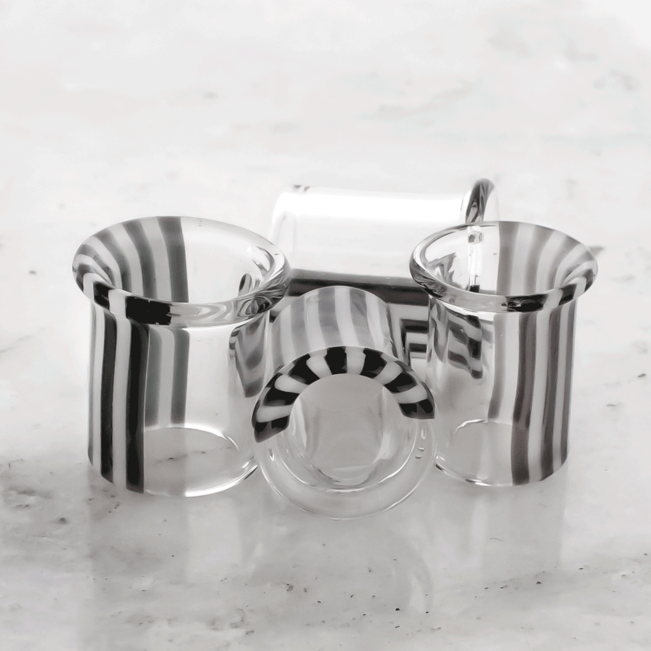 Pair Clear to Black and White Glass Single Flare Tunnels