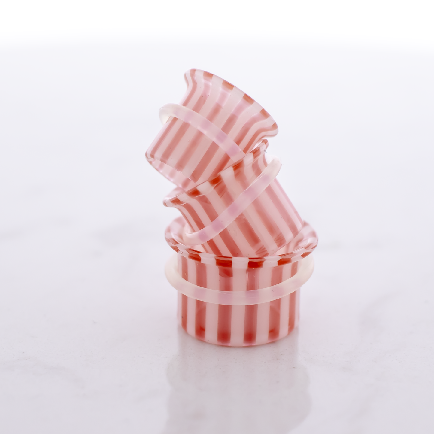 Pair Single Flare Pyrex Glass Tunnel Peppermint