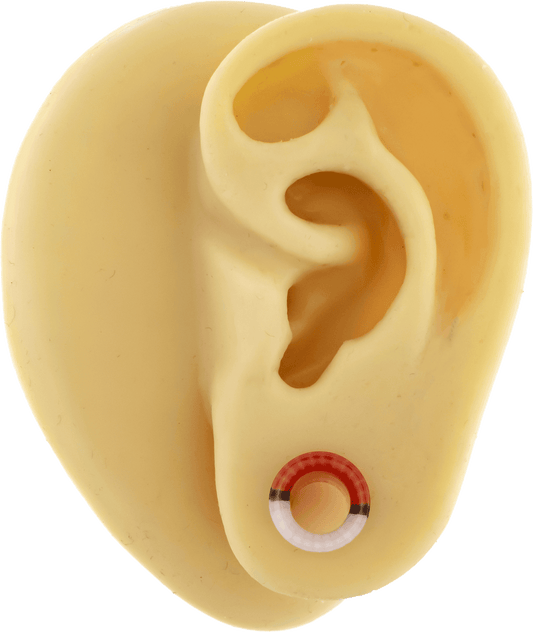Pair Red and White Ball Glass Single Flare Tunnels