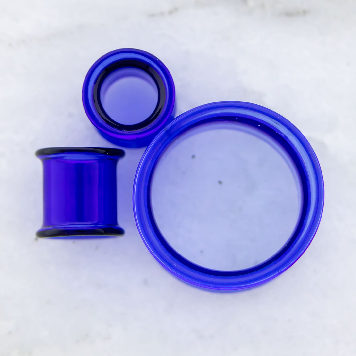 Pair Double Flare Cobalt Blue Tunnel
