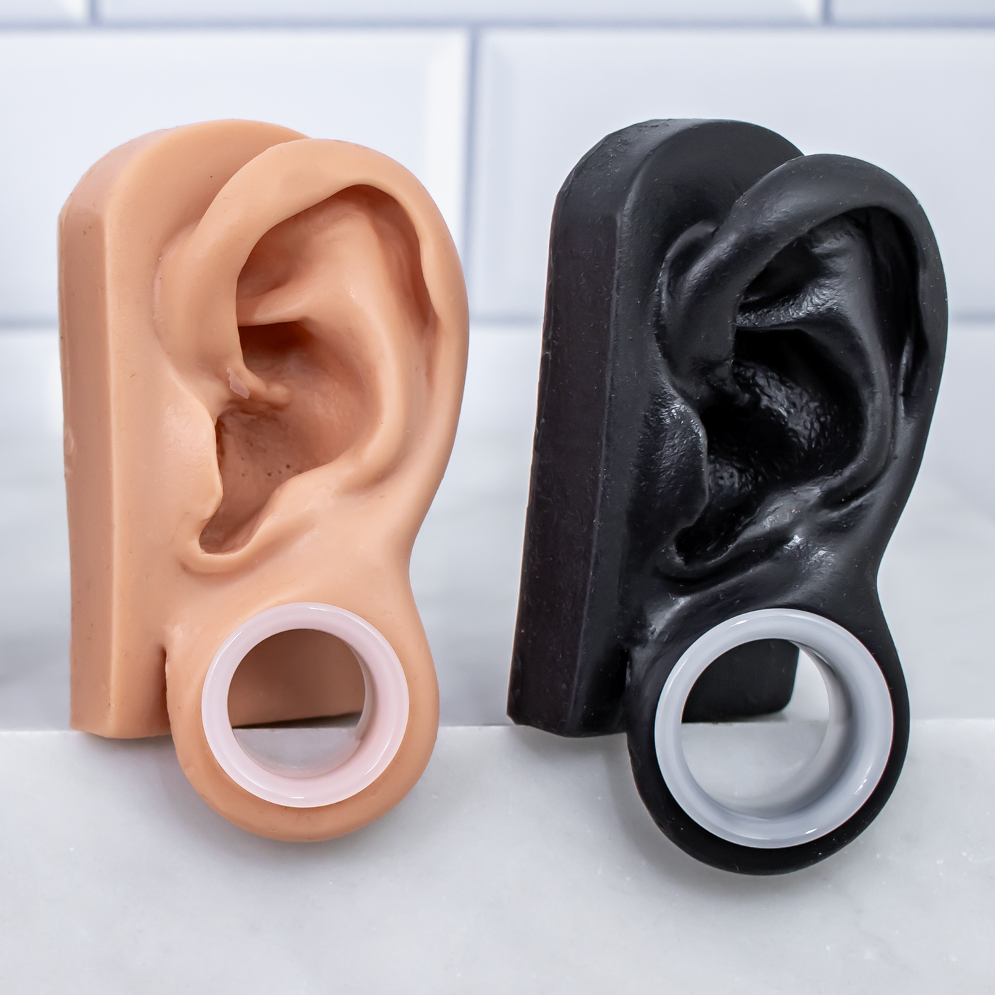 Translucent White Glass Single Flare Tunnels 8G–1" | Handmade