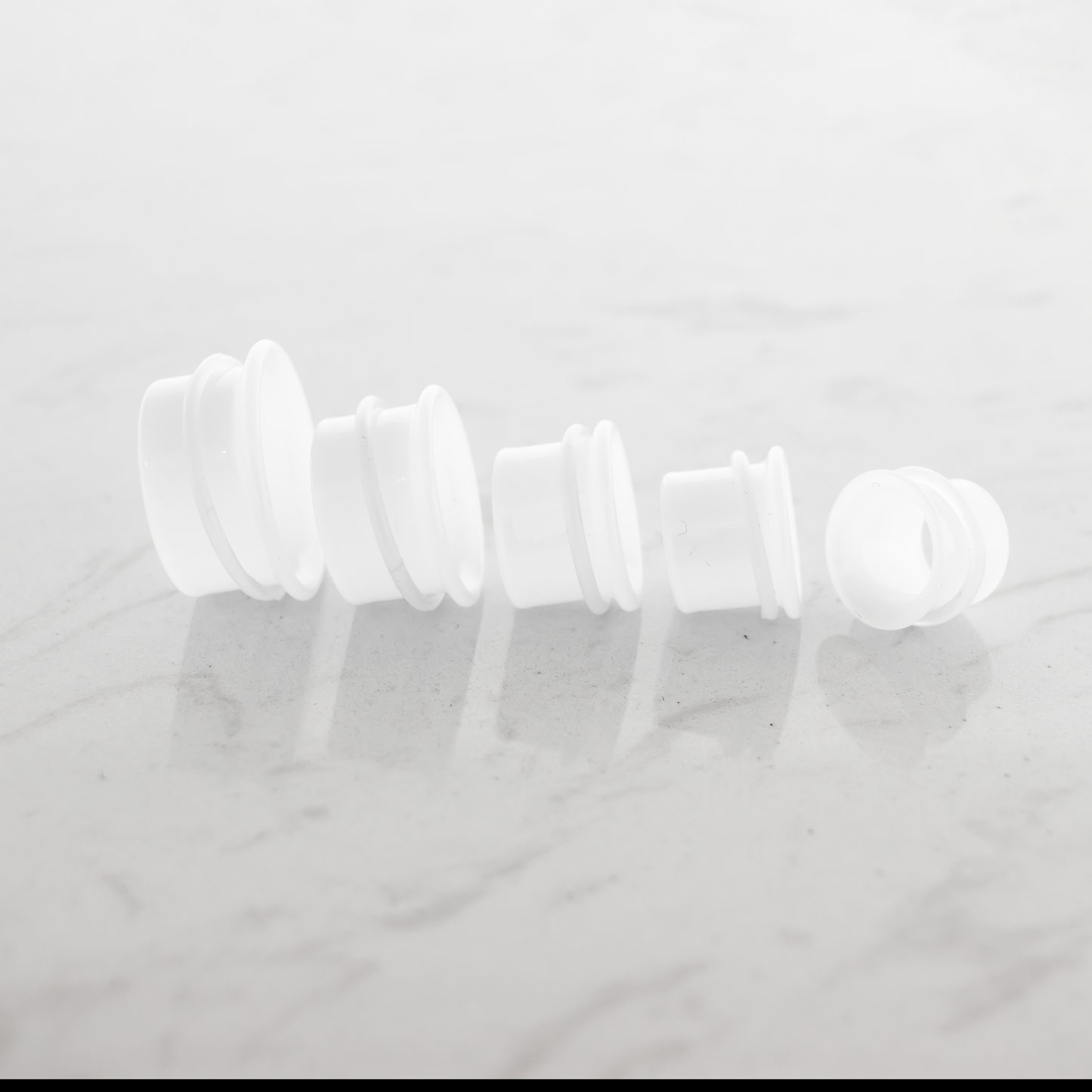 Translucent White Glass Single Flare Tunnels 8G–1" | Handmade