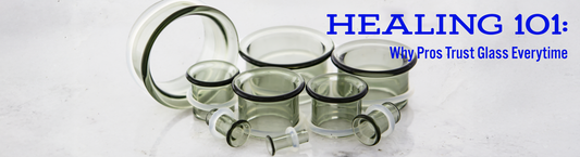 grey clear smoke colored borosilicate glass tunnels on white marble ground