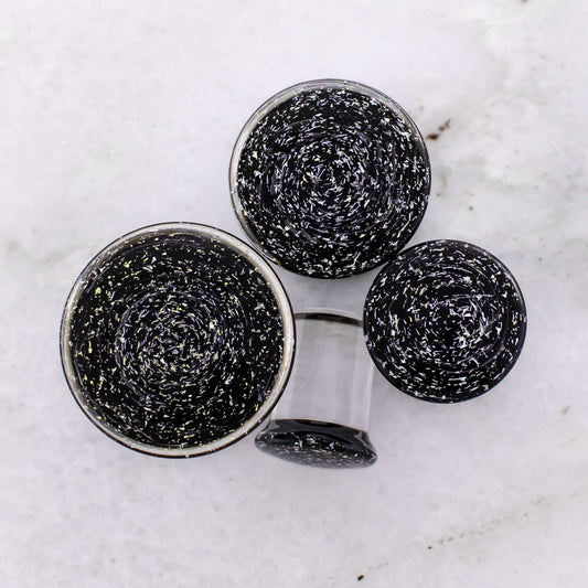 Double Flare Glass plug- Dichro Silver and Black