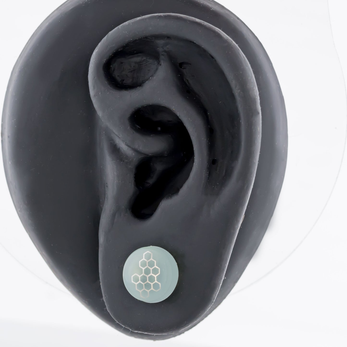 Single Flare Sea Green Glass Plug w/ Silver Honeycomb Decal – 00G–1"
