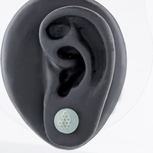 Single Flare Sea Green Glass Plug w/ Silver Honeycomb Decal – 00G–1