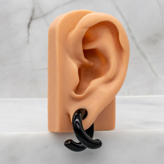 Black Borosilicate Glass Coil Ear Hangers – 8G–4G