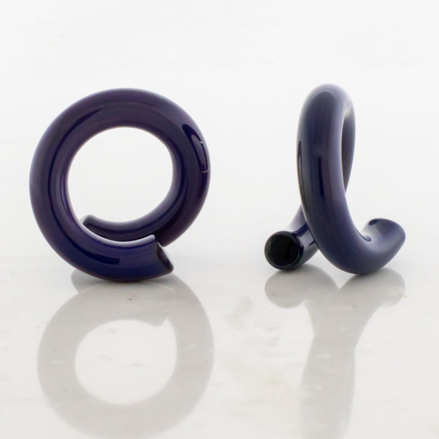 Blue Thai Borosilicate Glass Coil Ear Hangers – Handmade USA, 8G–2G