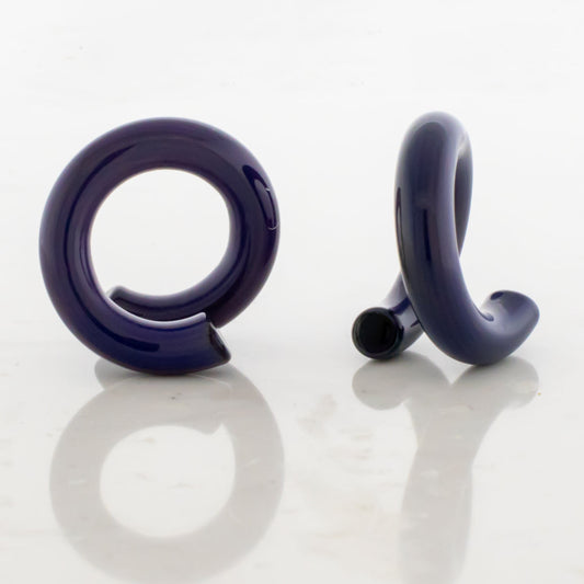 Blue Thai Borosilicate Glass Coil Ear Hangers – Handmade USA, 8G–2G