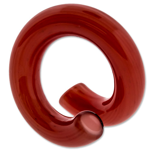 Red Borosilicate Glass Coil Ear Hangers – Handmade USA, 8G–2G