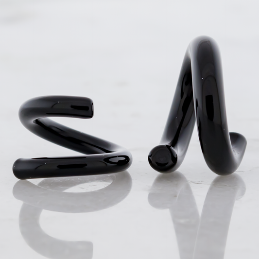 Fade to Black Borosilicate Glass Coil Ear Hangers – 8G–2G