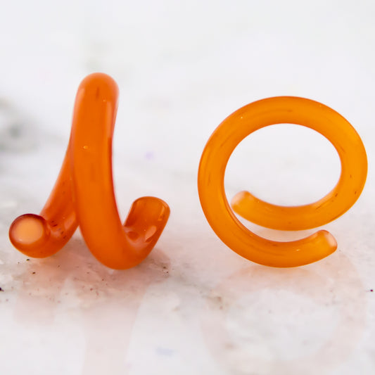 Peach Borosilicate Glass Coil Ear Hangers – Handmade USA, 8G–2G