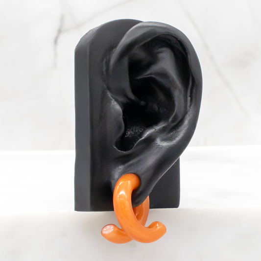 Peach Borosilicate Glass Coil Ear Hangers – Handmade USA, 8G–2G