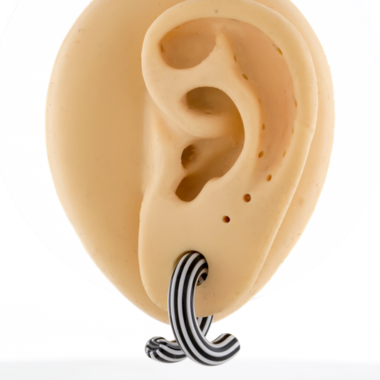 Black & White Borosilicate Glass Coil Ear Hangers – 8G–2G