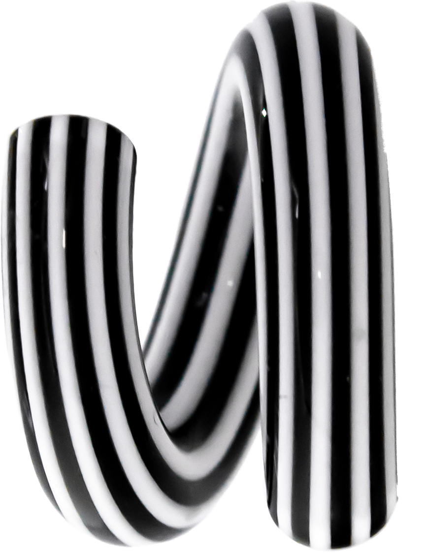 Black & White Borosilicate Glass Coil Ear Hangers – 8G–2G