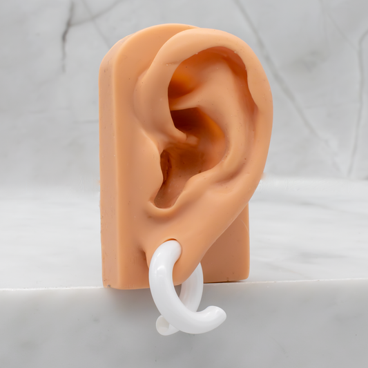 White Borosilicate Glass Coil Ear Hangers – 8G–2G