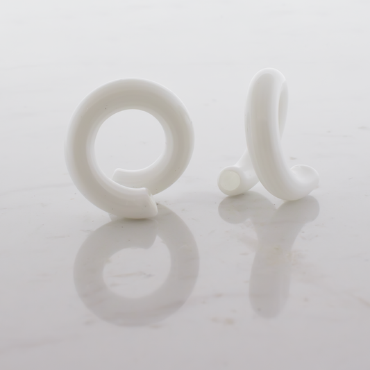 White Borosilicate Glass Coil Ear Hangers – 8G–2G