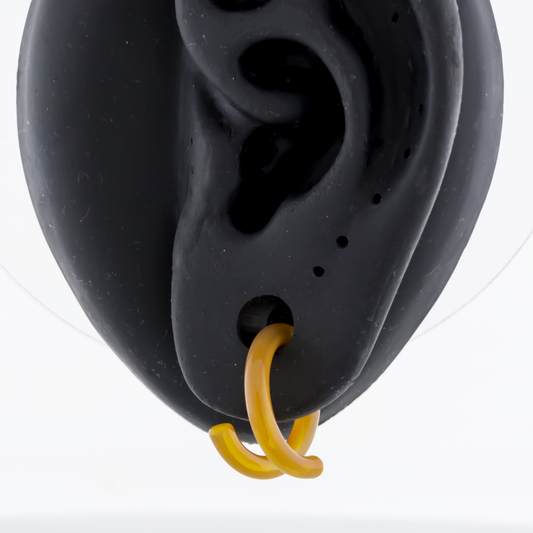 Yellow Thai Borosilicate Glass Coil Ear Hangers – Handmade USA, 8G–2G