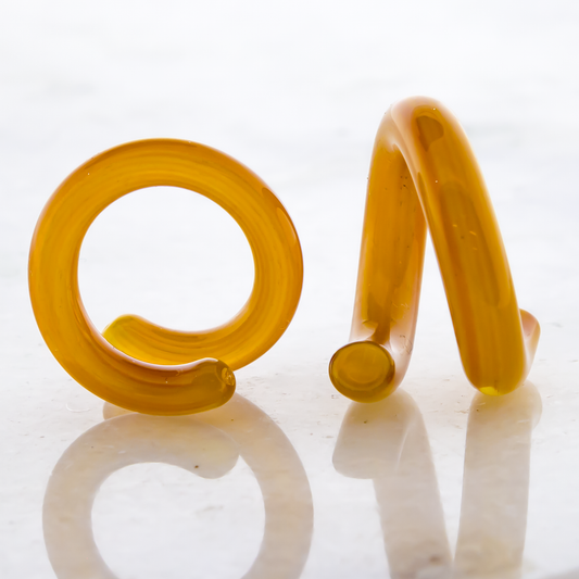 Yellow Thai Borosilicate Glass Coil Ear Hangers – Handmade USA, 8G–2G