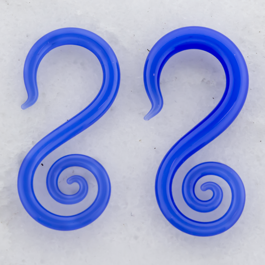 Electric Blue Borosilicate Glass Seahorse Ear Hangers – 8G-2G