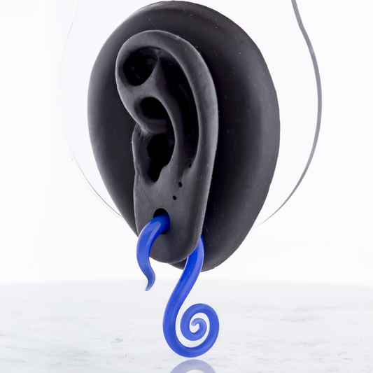 Electric Blue Borosilicate Glass Seahorse Ear Hangers – 8G-2G
