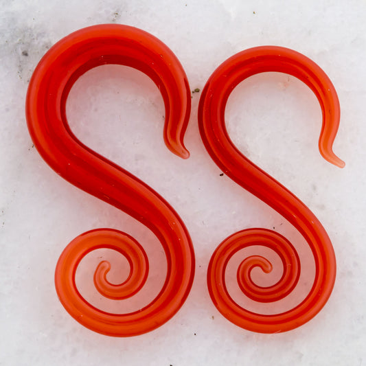 Electric Red Borosilicate Glass Seahorse Ear Hangers – 8G-2G