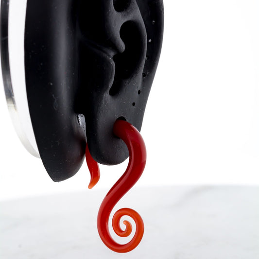 Electric Red Borosilicate Glass Seahorse Ear Hangers – 8G-2G