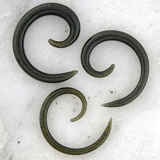 Borosilicate Glass Spiral – Steel Wool 8G–2G Handmade Glass Earrings