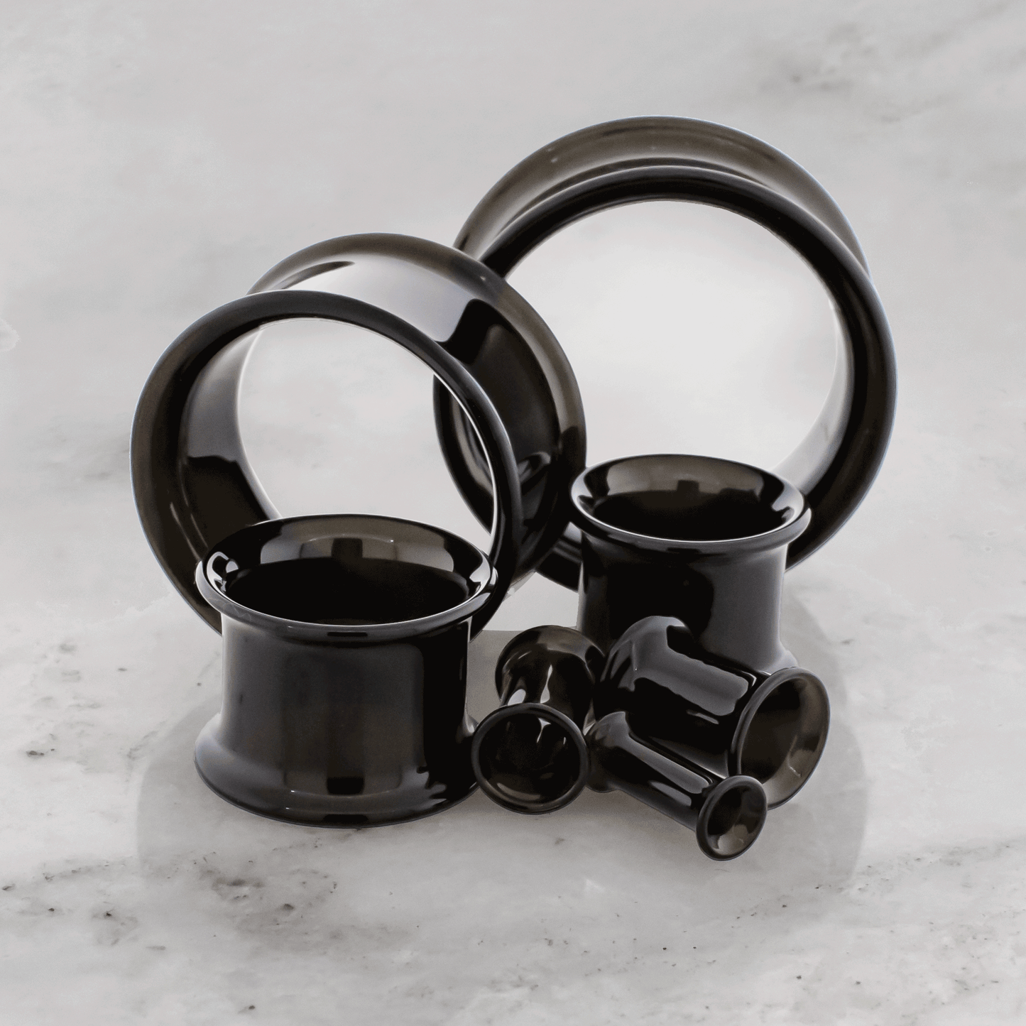 Pair Double Flare Black Tunnels