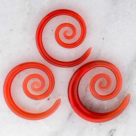 Borosilicate Glass Spiral – Electric Red 8G–4G Handmade Glass Earrings