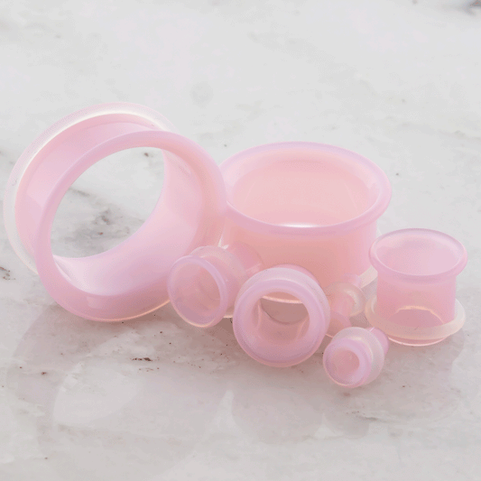 Pair Single Flare Pyrex Glass Pink Slyme Tunnel